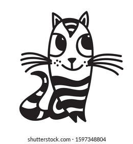 Cute cartoon cat. Vector illustration