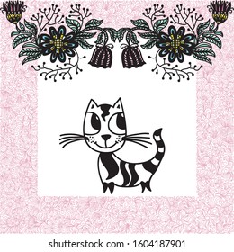 Cute cartoon cat. Vector illustration