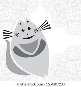 Cute cartoon cat. Vector illustration