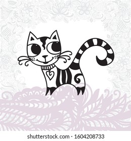 Cute cartoon cat. Vector illustration