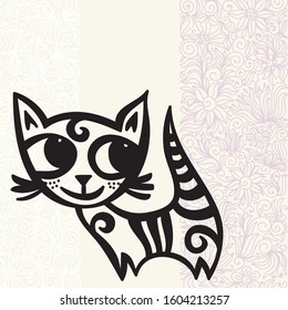 Cute cartoon cat. Vector illustration