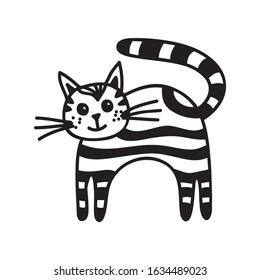 Cute cartoon cat. Vector illustration