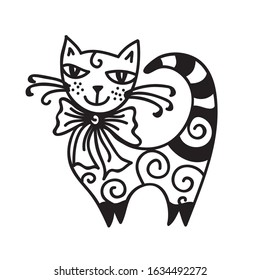 Cute cartoon cat. Vector illustration