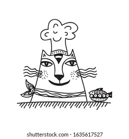 Cute cartoon cat. Vector illustration