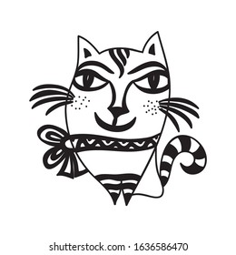 Cute cartoon cat. Vector illustration