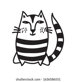 Cute cartoon cat. Vector illustration