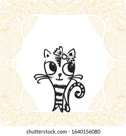 Cute cartoon cat. Vector illustration