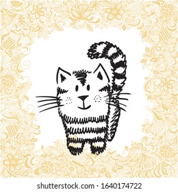 Cute cartoon cat. Vector illustration