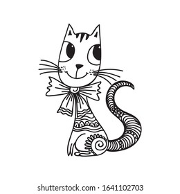 Cute cartoon cat. Vector illustration
