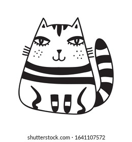 Cute cartoon cat. Vector illustration