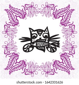 Cute cartoon cat. Vector illustration