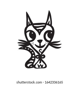 Cute cartoon cat. Vector illustration