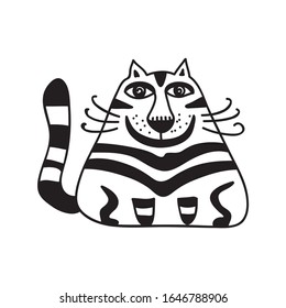 Cute cartoon cat. Vector illustration