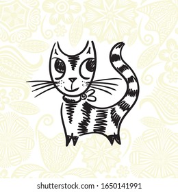 Cute cartoon cat. Vector illustration