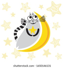 Cute cartoon cat. Vector illustration