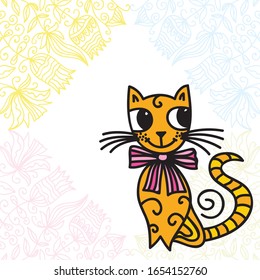 Cute cartoon cat. Vector illustration