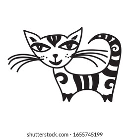 Cute cartoon cat. Vector illustration