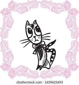 Cute cartoon cat. Vector illustration
