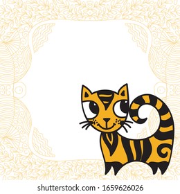 Cute cartoon cat. Vector illustration