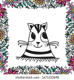 Cute cartoon cat. Vector illustration