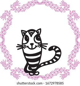 Cute cartoon cat. Vector illustration