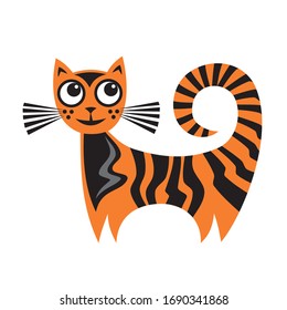 Cute cartoon cat. Vector illustration