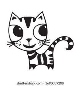 Cute cartoon cat. Vector illustration
