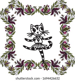 Cute cartoon cat. Vector illustration