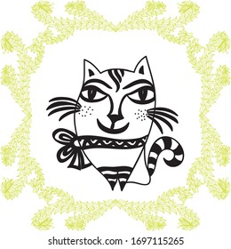 Cute cartoon cat. Vector illustration