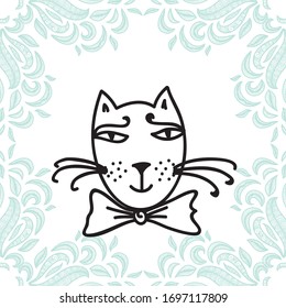 Cute cartoon cat. Vector illustration