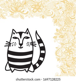Cute cartoon cat. Vector illustration