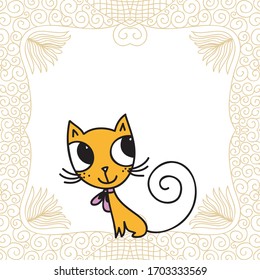Cute cartoon cat. Vector illustration
