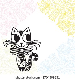 Cute cartoon cat. Vector illustration
