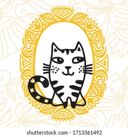 Cute cartoon cat. Vector illustration