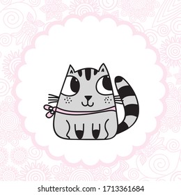 Cute cartoon cat. Vector illustration
