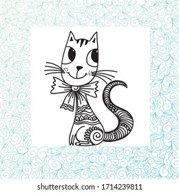 Cute cartoon cat. Vector illustration