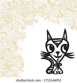 Cute cartoon cat. Vector illustration