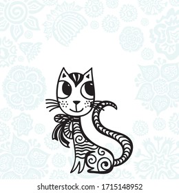 Cute cartoon cat. Vector illustration