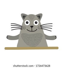 Cute cartoon cat. Vector illustration