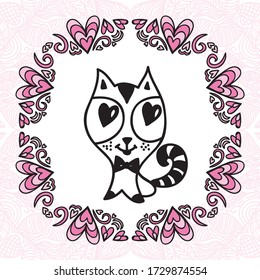 Cute cartoon cat. Vector illustration