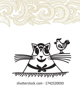 Cute cartoon cat. Vector illustration
