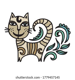 Cute cartoon cat. Vector illustration