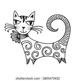 Cute cartoon cat. Vector illustration