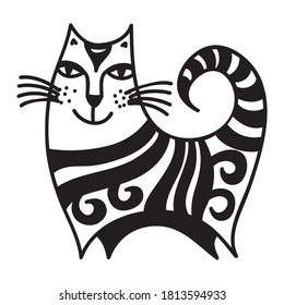 Cute cartoon cat. Vector illustration