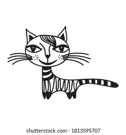 Cute cartoon cat. Vector illustration