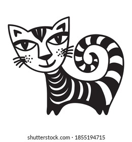 Cute cartoon cat. Vector illustration