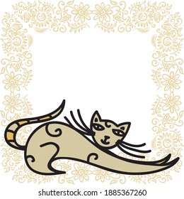 Cute cartoon cat. Vector illustration