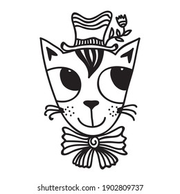 Cute cartoon cat. Vector illustration