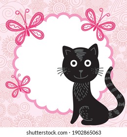 Cute cartoon cat. Vector illustration