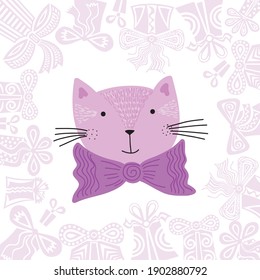 Cute cartoon cat. Vector illustration